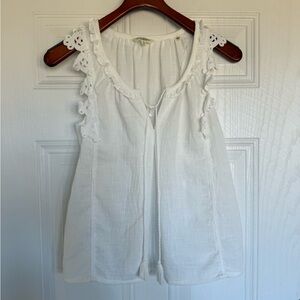 2 for $30 sale: Max Studio London white tank blouse with eyelet lace trim - S